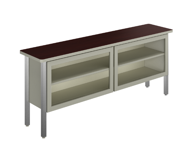 [GAO531150CVBP04LL02] Glass-door credenza 60 x 16 x 30" Concord (Cherry, Beige)