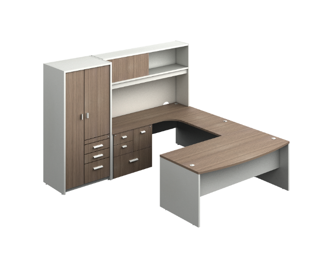 Curvilinear U-group with hutch 105 x 106 x 72" Prime