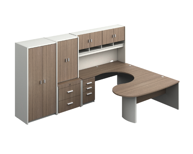 Curvilinear U-group with hutch and storage 135 x 96 x 72" Prime