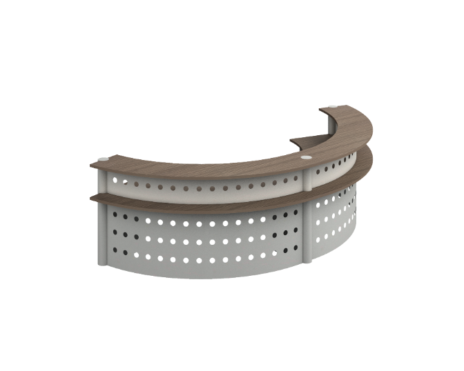 Modulo Recepción Curva Doble 376 x 165 x 110 cm Prime