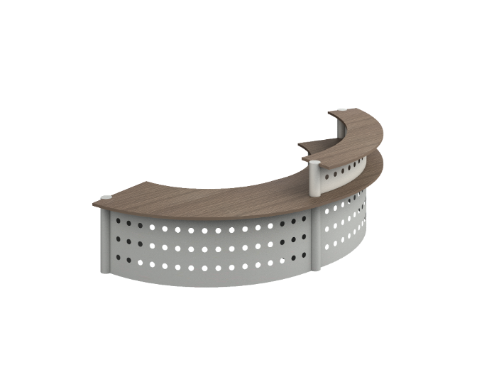 Modulo Recepcion Curva Doble Cubierta Superior Sencilla 376 x 165 x 110 cm Prime